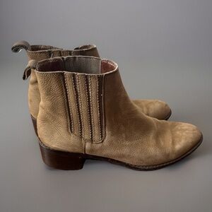Liebeskind Womens Boots EUR 37 Tan Brown Leather Pull On Ankle Chelsea Booties
